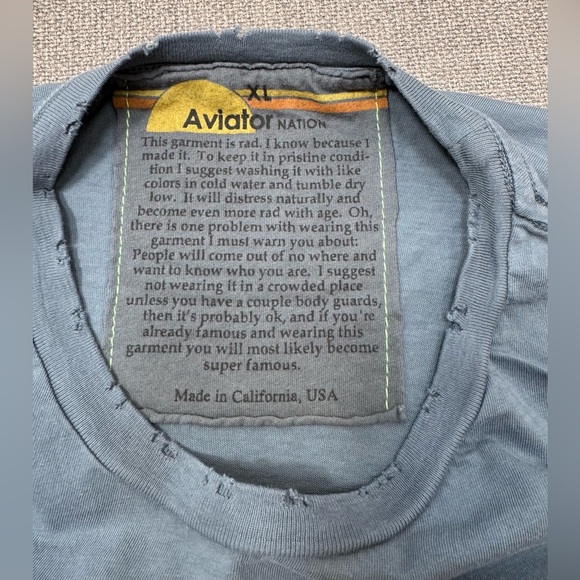 Aviator Nation charcoal gray tee with design. Size XL. - Picture 3 of 6